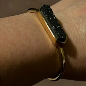 Kinsley Armelle Black Druzy Quartz bangle